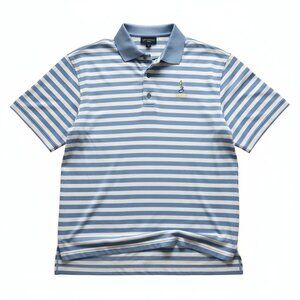 FootJoy Blue White Stripe Golf Polo Performance Short Sleeve Logo XL